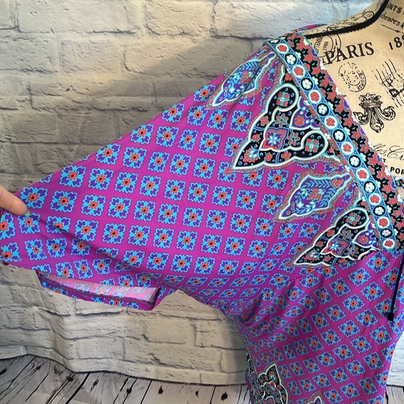 Nanette Lepore Swim CoverUp Moroccan Medallion Size Large Cold Shoulder V-neck - Picture 4 of 9